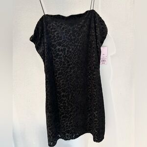 New Wild Fable Black Velvet Mini Dress w/ Cheetah Print and Spaghetti Straps XXL